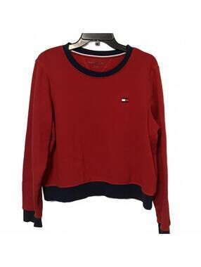 Tommy Hilfiger Women's Preppy Sport Red Crewneck Sweatshirt Pullover XL